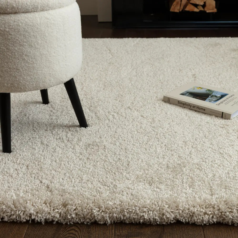 Ivory Solid Plush Shag Rug - Image 3