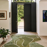 khaki Irregular Hand-Tufted Wool Rug - Image 1