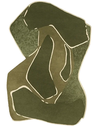 khaki Irregular Hand-Tufted Wool Rug - Image 2