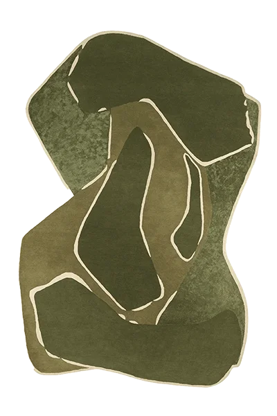 khaki Irregular Hand-Tufted Wool Rug - Image 2