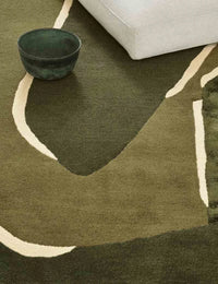 khaki Irregular Hand-Tufted Wool Rug - Image 3