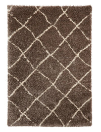Latice Beige Cream Retro Collection Plush Shag Rug - Image 2