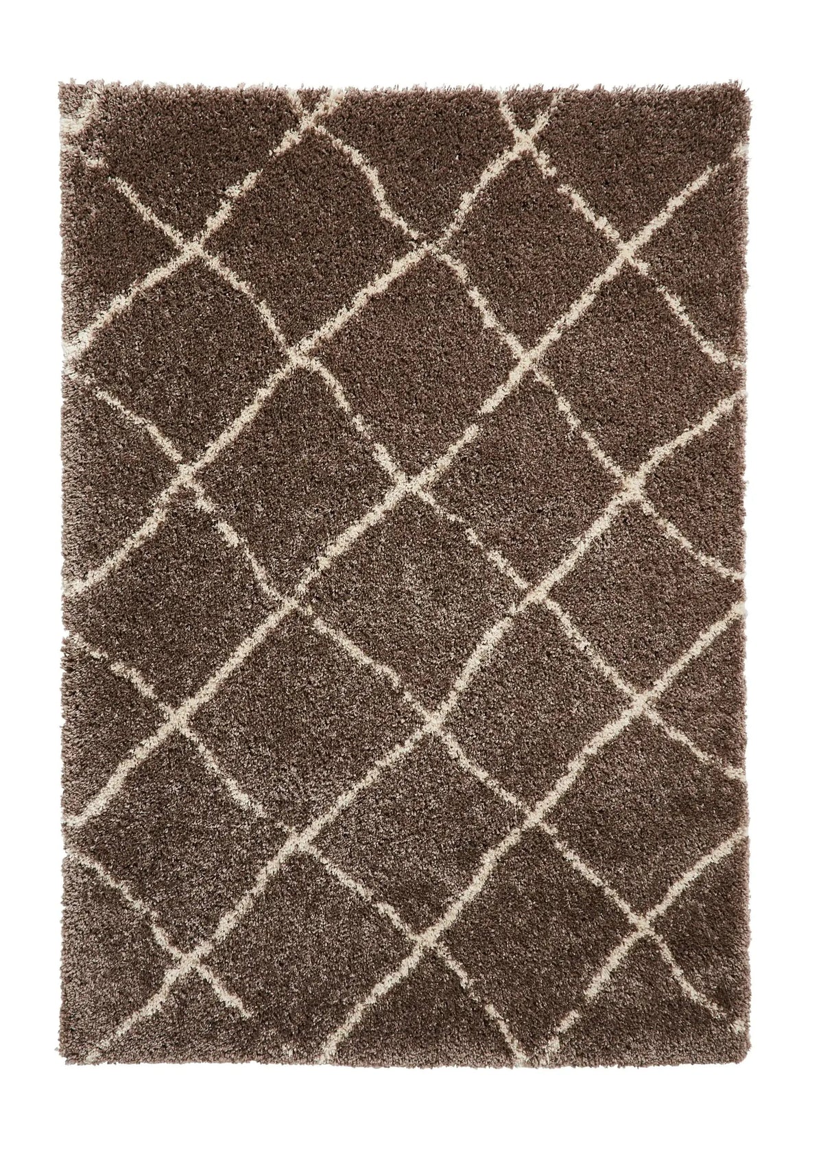 Latice Beige Cream Retro Collection Plush Shag Rug - Image 2