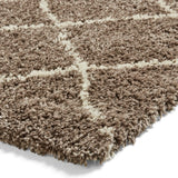 Latice Beige Cream Retro Collection Plush Shag Rug - Image 3