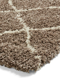 Latice Beige Cream Retro Collection Plush Shag Rug - Image 3