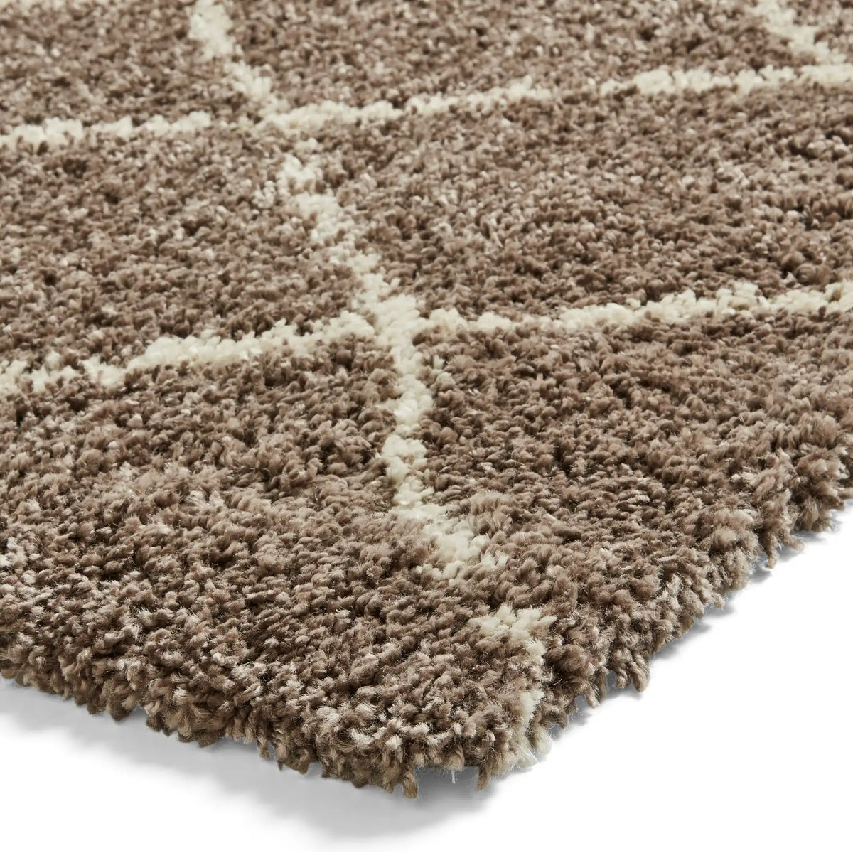 Latice Beige Cream Retro Collection Plush Shag Rug - Image 3