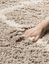 Latice BEIGE & IVORY Retro Collection Plush Shag Rug - Image 2