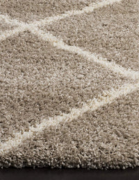 Latice BEIGE & IVORY Retro Collection Plush Shag Rug - Image 3