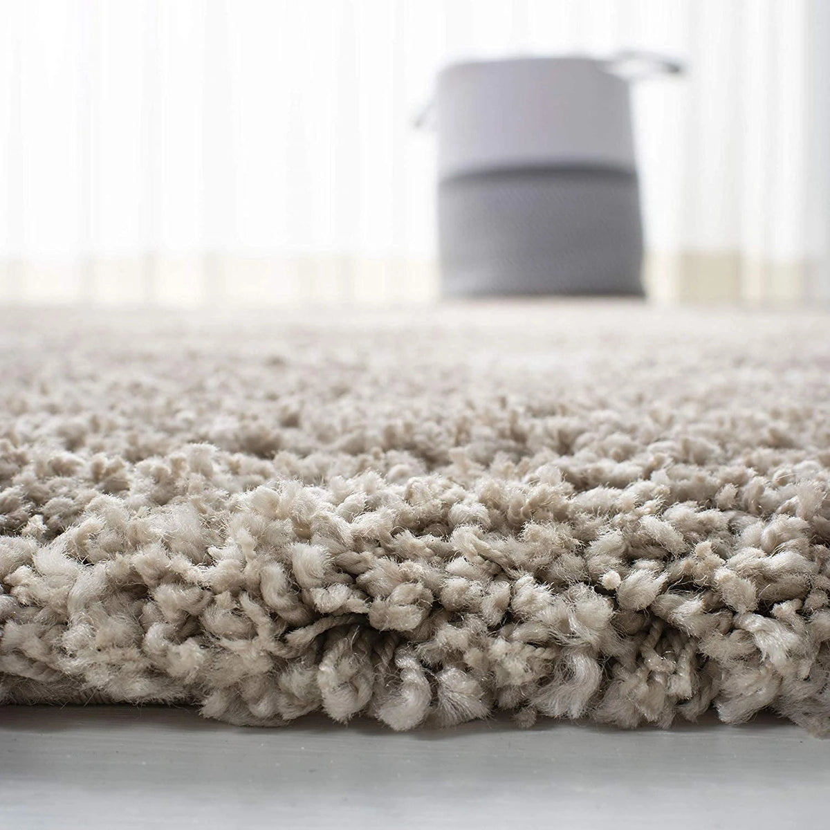 Latice BEIGE & IVORY Retro Collection Plush Shag Rug - Image 4
