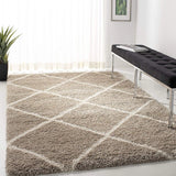 Latice BEIGE & IVORY Retro Collection Plush Shag Rug - Image 6