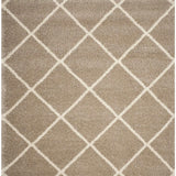 Latice BEIGE & IVORY Retro Collection Plush Shag Rug - Image 8