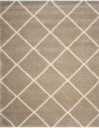 Latice BEIGE & IVORY Retro Collection Plush Shag Rug - Image 8