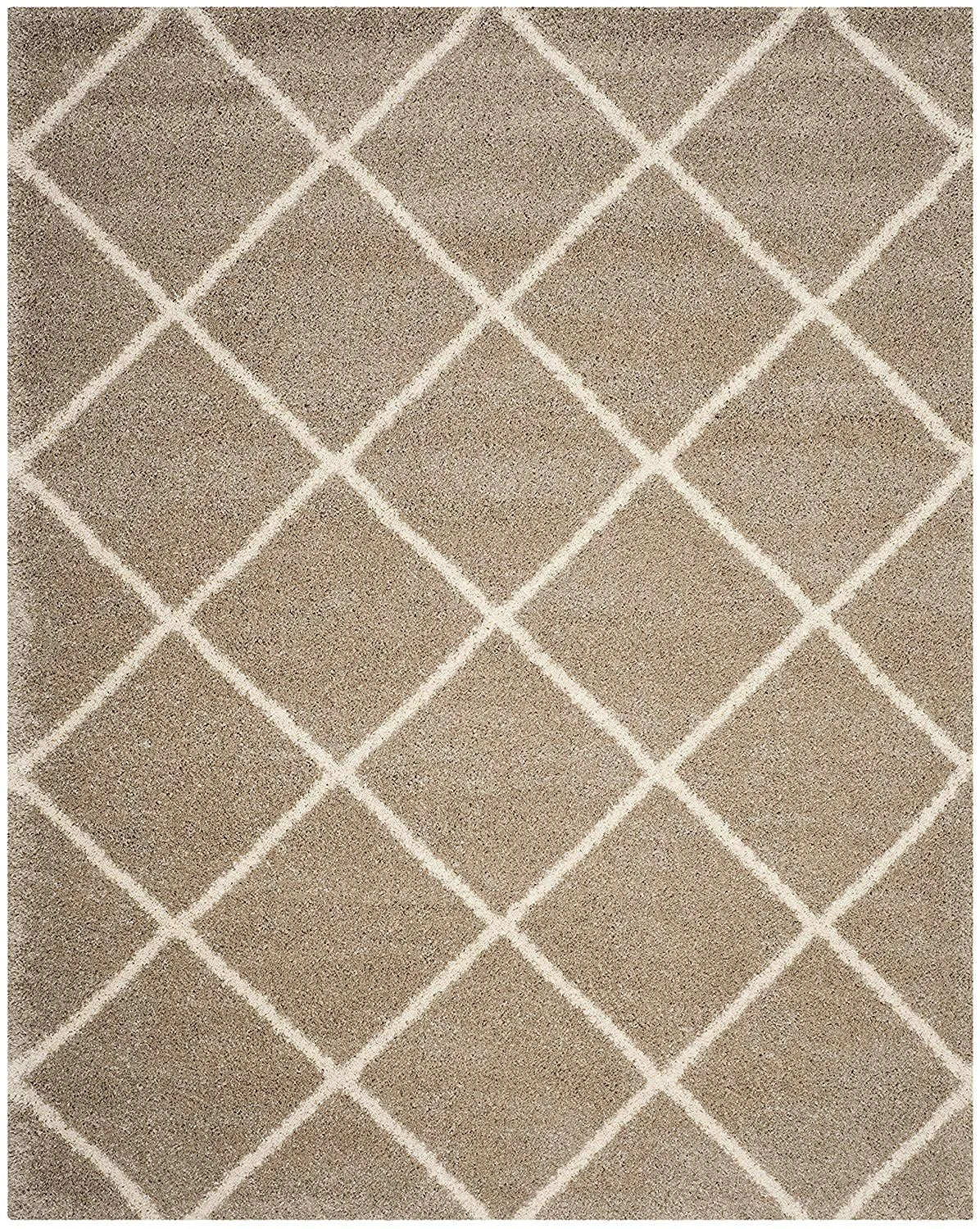 Latice BEIGE & IVORY Retro Collection Plush Shag Rug - Image 8