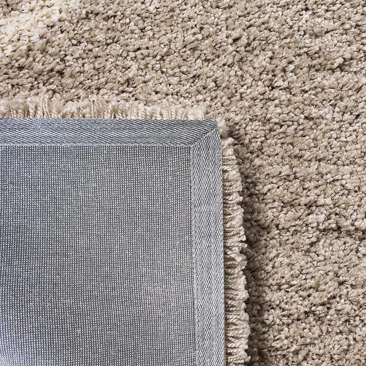 Latice BEIGE & IVORY Retro Collection Plush Shag Rug Round Rug - Image 4