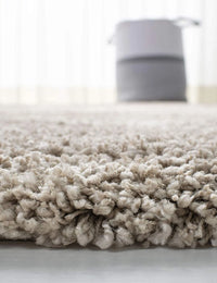 Latice BEIGE & IVORY Retro Collection Plush Shag Rug Round Rug - Image 5