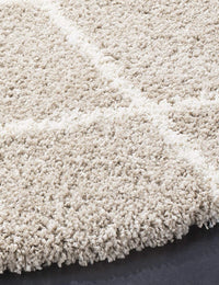 Latice BEIGE & IVORY Retro Collection Plush Shag Rug Round Rug - Image 7