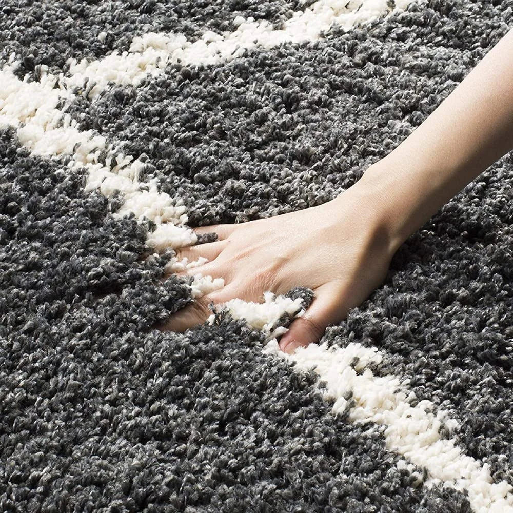 Latice CHARCOAL Retro Collection Plush Shag Rug - Image 2