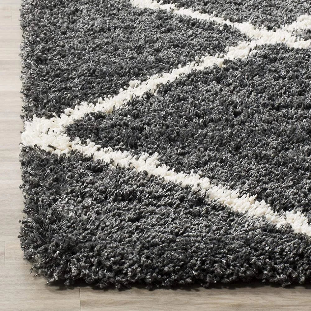 Latice CHARCOAL Retro Collection Plush Shag Rug - Image 3