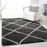 Latice CHARCOAL Retro Collection Plush Shag Rug - Image 7