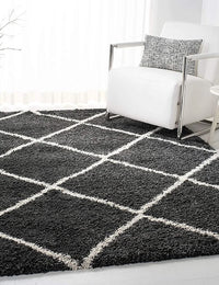 Latice CHARCOAL Retro Collection Plush Shag Rug - Image 7