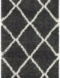 Latice CHARCOAL Retro Collection Plush Shag Rug - Image 8