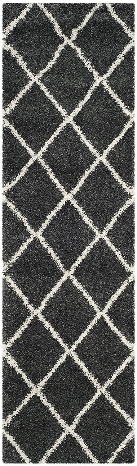 Latice CHARCOAL Retro Collection Plush Shag Rug - Image 8