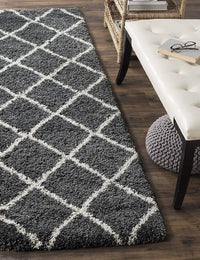 Latice CHARCOAL Retro Collection Plush Shag Rug - Image 9