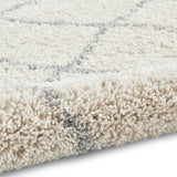 Latice Cream Grey Retro Collection Plush Shag Rug - Image 3