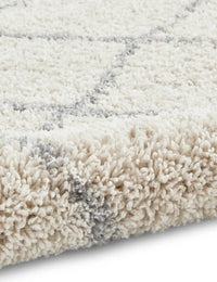 Latice Cream Grey Retro Collection Plush Shag Rug - Image 3