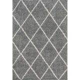 Latice Dark Grey ,Ivory Retro Collection Plush Shag Rug - Image 2