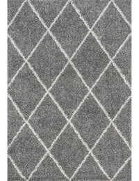 Latice Dark Grey ,Ivory Retro Collection Plush Shag Rug - Image 2