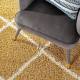 Latice GOLD & IVORY Retro Collection Plush Shag Rug - Image 2