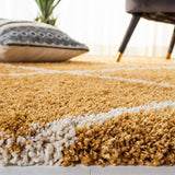 Latice GOLD & IVORY Retro Collection Plush Shag Rug - Image 3