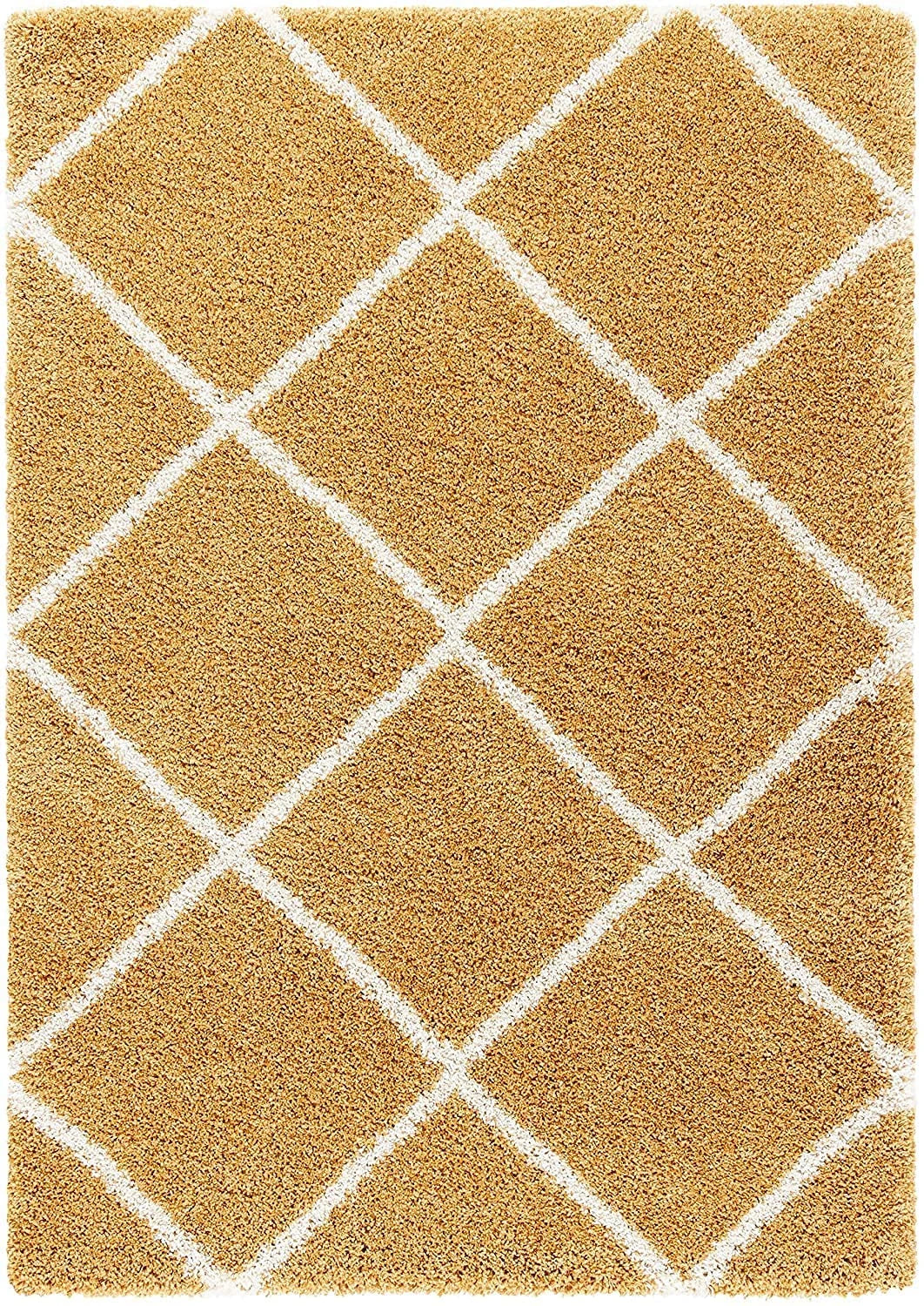 Latice GOLD & IVORY Retro Collection Plush Shag Rug - Image 4