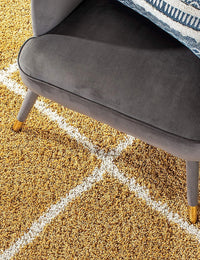 Latice GOLD & IVORY Retro Collection Plush Shag Rug - Image 7
