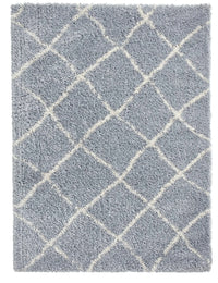 Latice Grey Cream Retro Collection Plush Shag Rug - Image 2