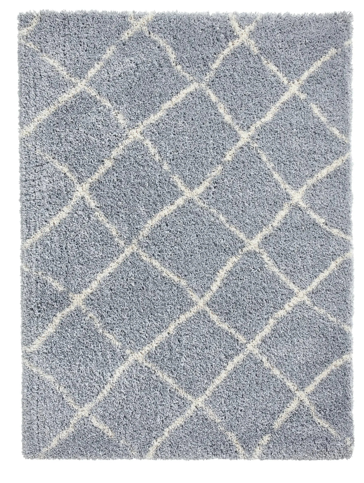Latice Grey Cream Retro Collection Plush Shag Rug - Image 2