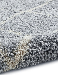Latice Grey Cream Retro Collection Plush Shag Rug - Image 3