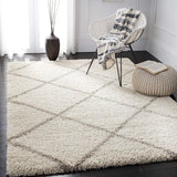 Latice IVORY & BEIGE Retro Collection Plush Shag Rug - Image 1