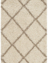 Latice IVORY & BEIGE Retro Collection Plush Shag Rug - Image 4