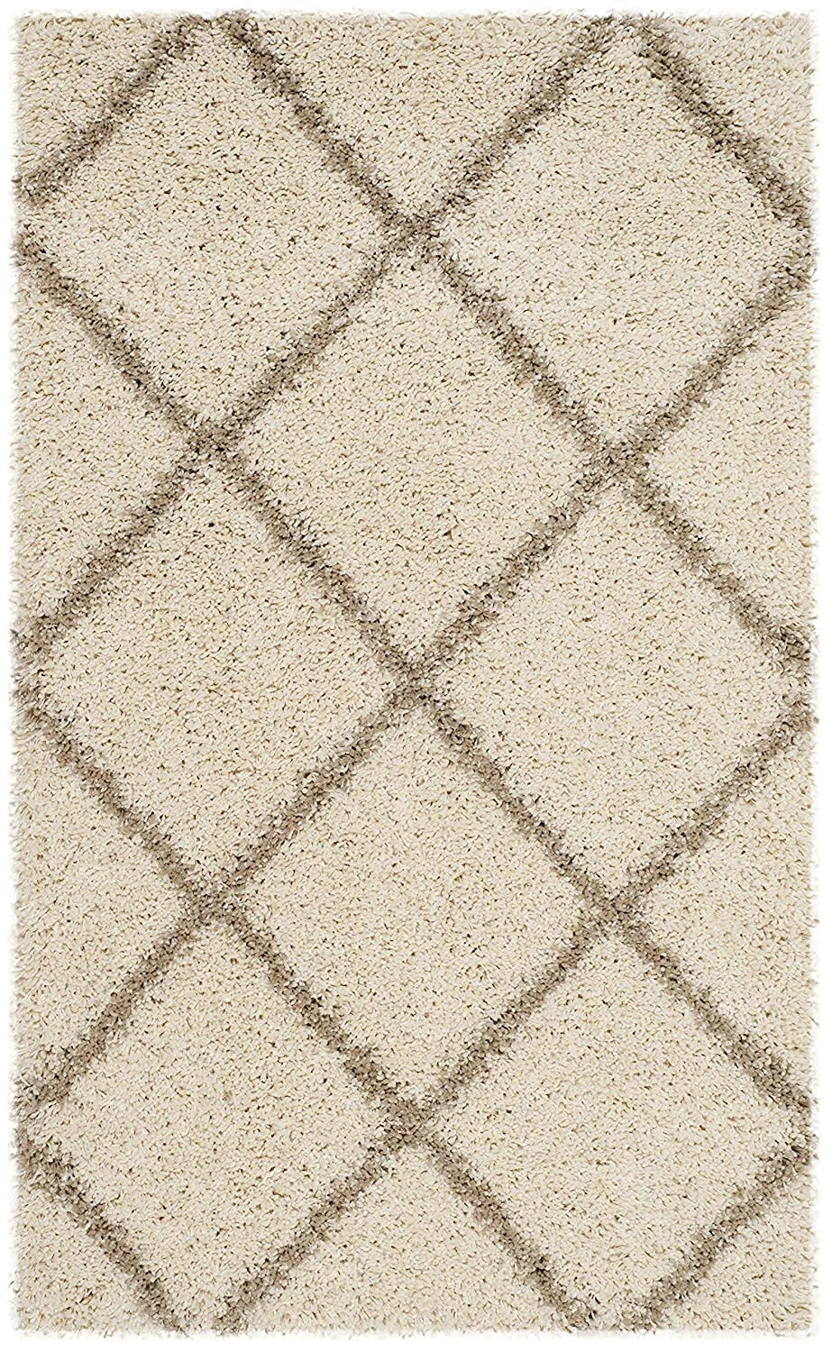 Latice IVORY & BEIGE Retro Collection Plush Shag Rug - Image 4