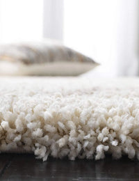 Latice IVORY & BEIGE Retro Collection Plush Shag Rug Round Rug - Image 3