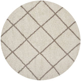 Latice IVORY & BEIGE Retro Collection Plush Shag Rug Round Rug - Image 4