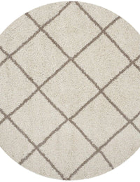 Latice IVORY & BEIGE Retro Collection Plush Shag Rug Round Rug - Image 4