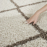 Latice IVORY & BEIGE Retro Collection Plush Shag Rug Round Rug - Image 7