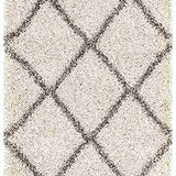 Latice IVORY & BEIGE Retro Collection Plush Shag Rug Runner Rug - Image 1