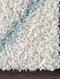 Latice Ivory Blue Retro Collection Plush Shag Rug - Image 3
