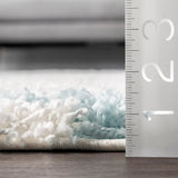 Latice Ivory Blue Retro Collection Plush Shag Rug - Image 4