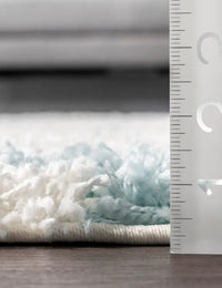 Latice Ivory Blue Retro Collection Plush Shag Rug - Image 4