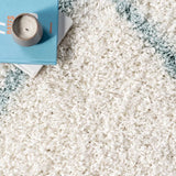 Latice Ivory Blue Retro Collection Plush Shag Rug - Image 6